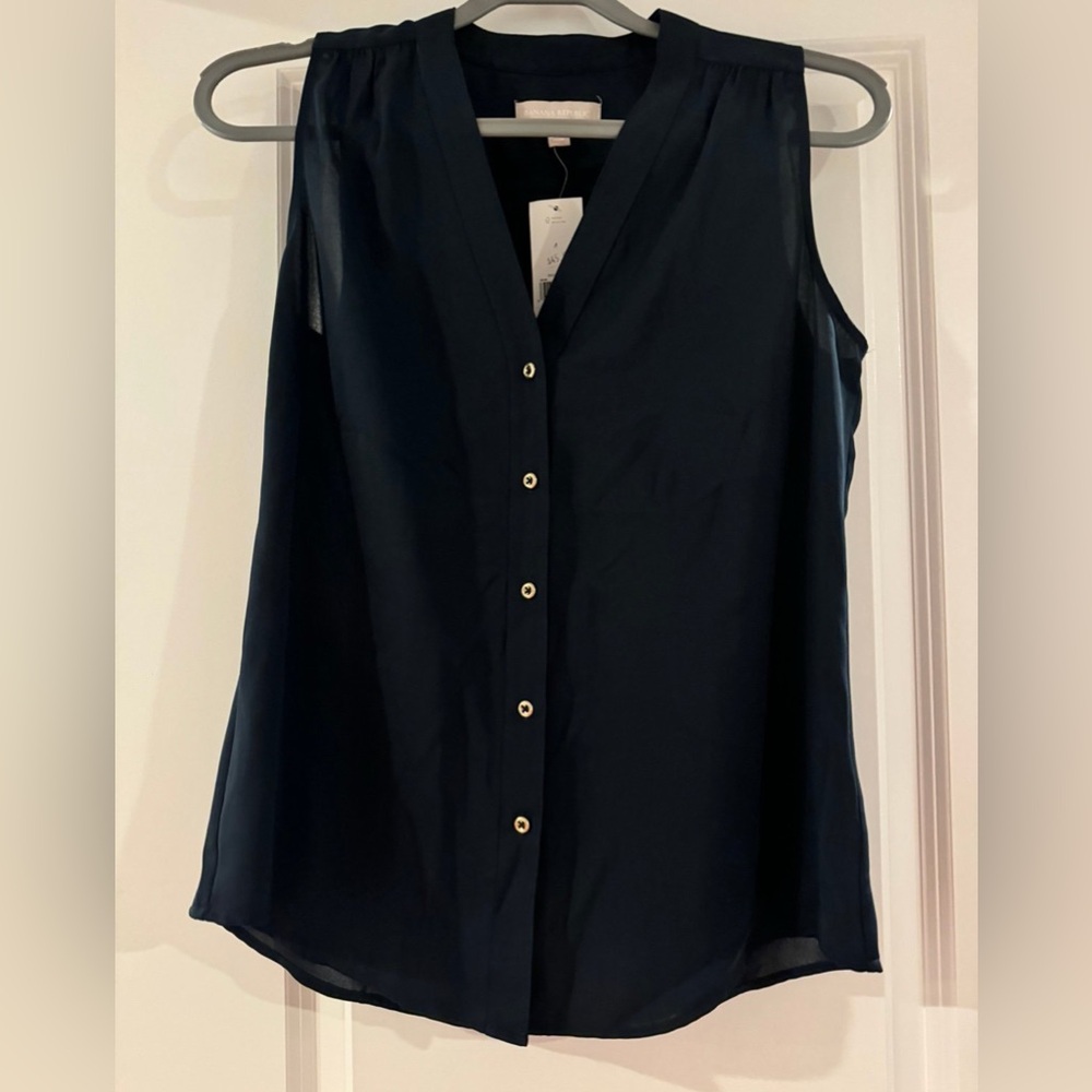 Banana Republic Navy Sleeveless Blouse